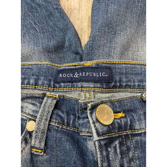 Rock & Republic INDEE Jeans Straight Leg Distressed Paint Splatter Women’s Sz 8M - Picture 4 of 6